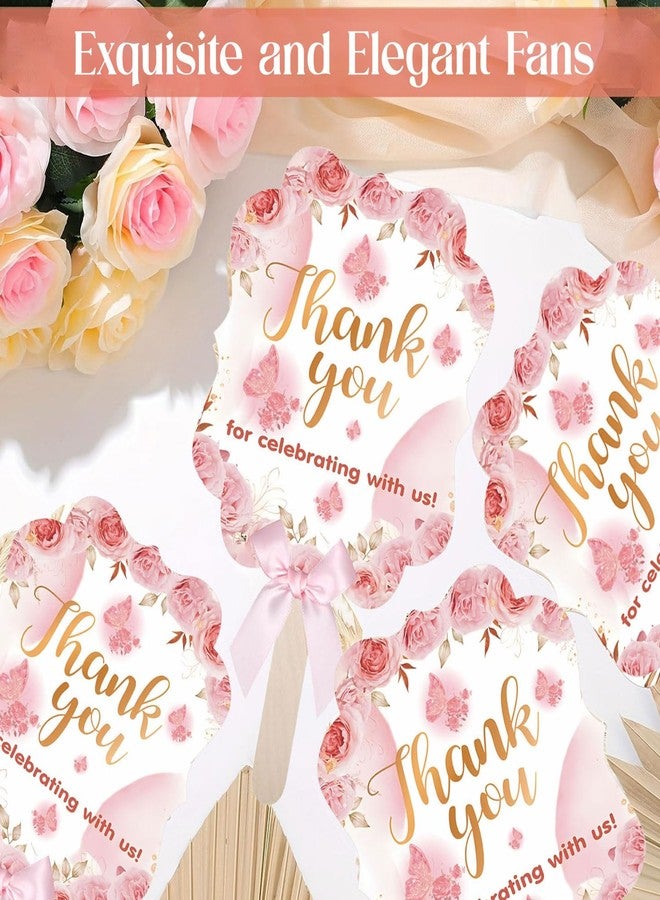 Sitroasho 50 Pieces Wedding Paper Fans for Guests Bulk Floral Handheld Wedding Favor Fans Thank You for Celebrating with Us Paper Fans for Bridesmaid Gift Bridal Shower Baby Shower Party Supplies - Image 3